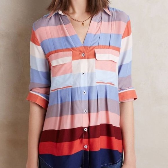 Maeve Tops - Maeve Wynwood Stripe Rayon Top Size 8